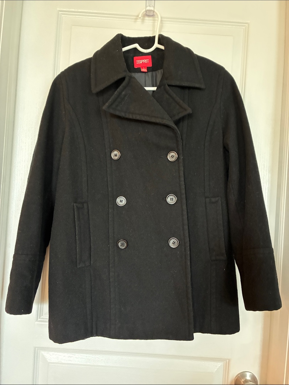 Esprit Black Double-Breasted Peacoat
